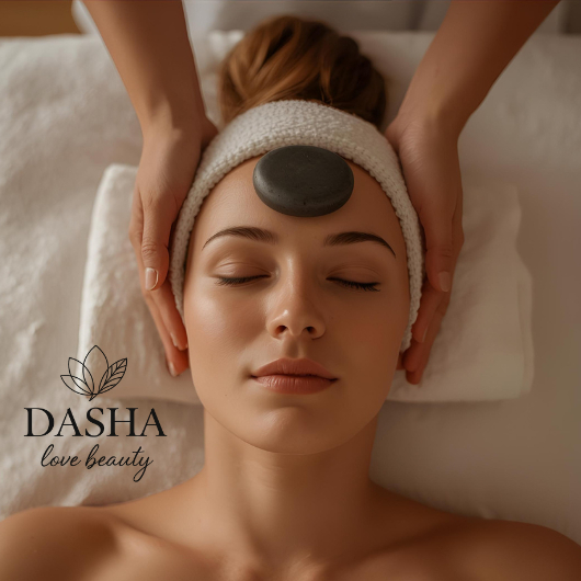 Masáž obličeje lávovými kameny