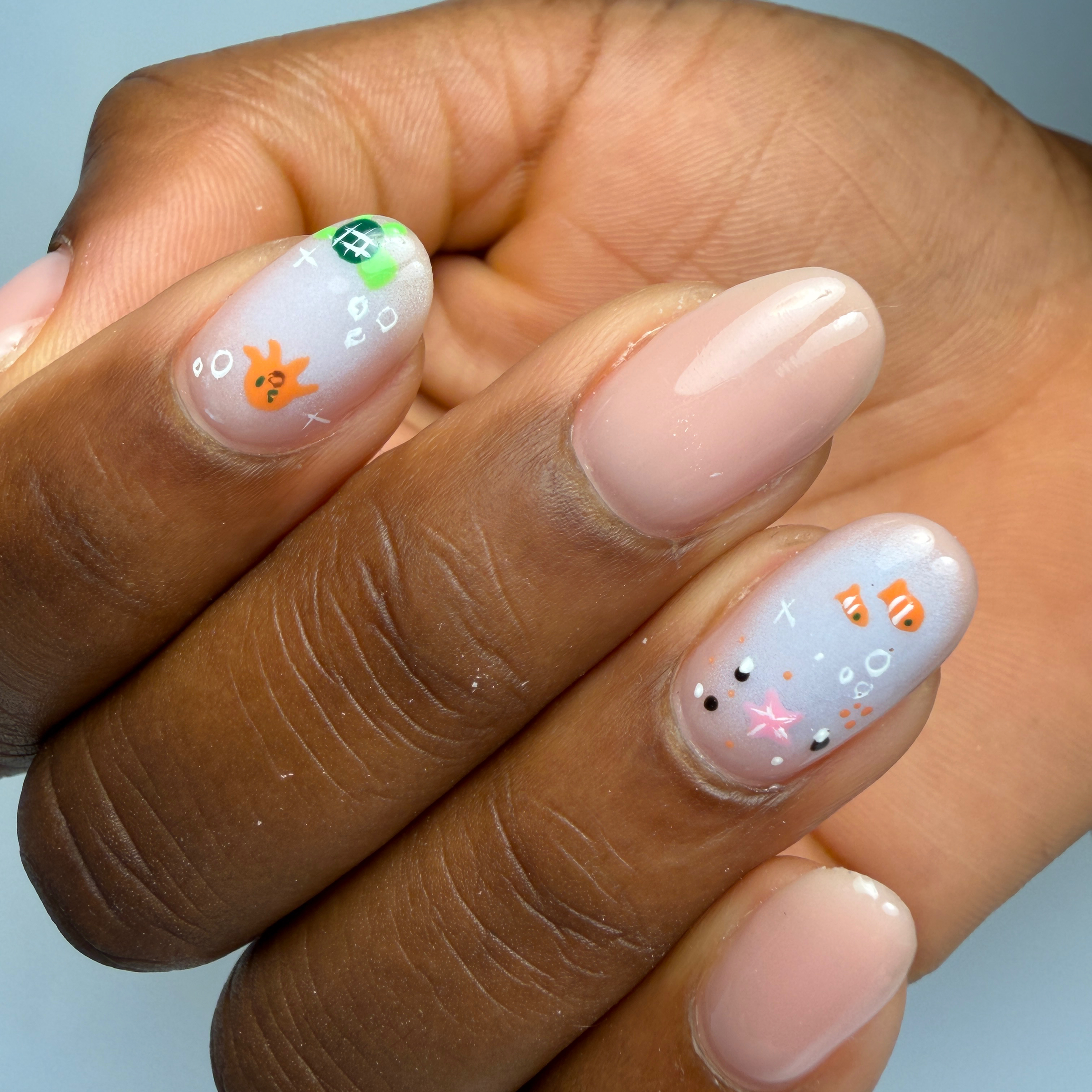 Pose de gel +2 ongles décoré (sans rallongement )