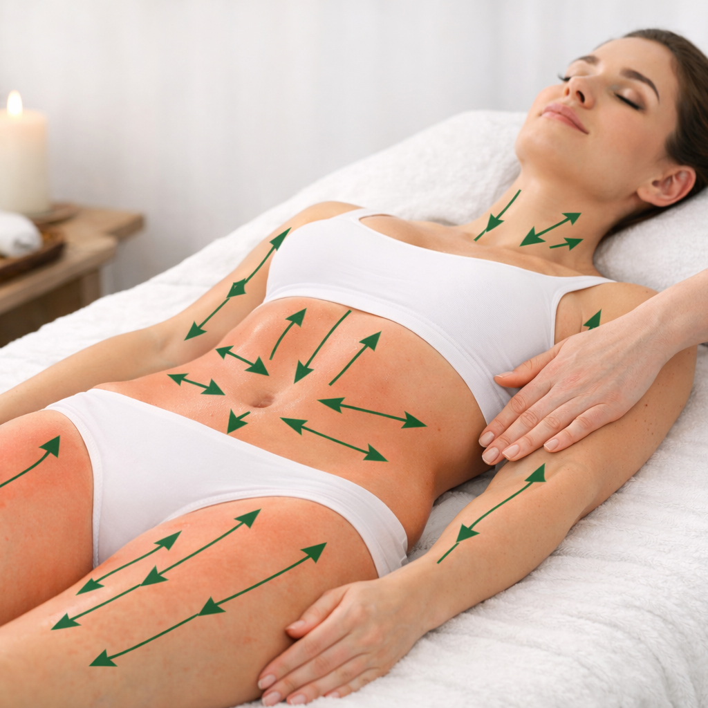 Lymfomodeling ruce, břicho, boky, záda, hýždě, stehna 150 min