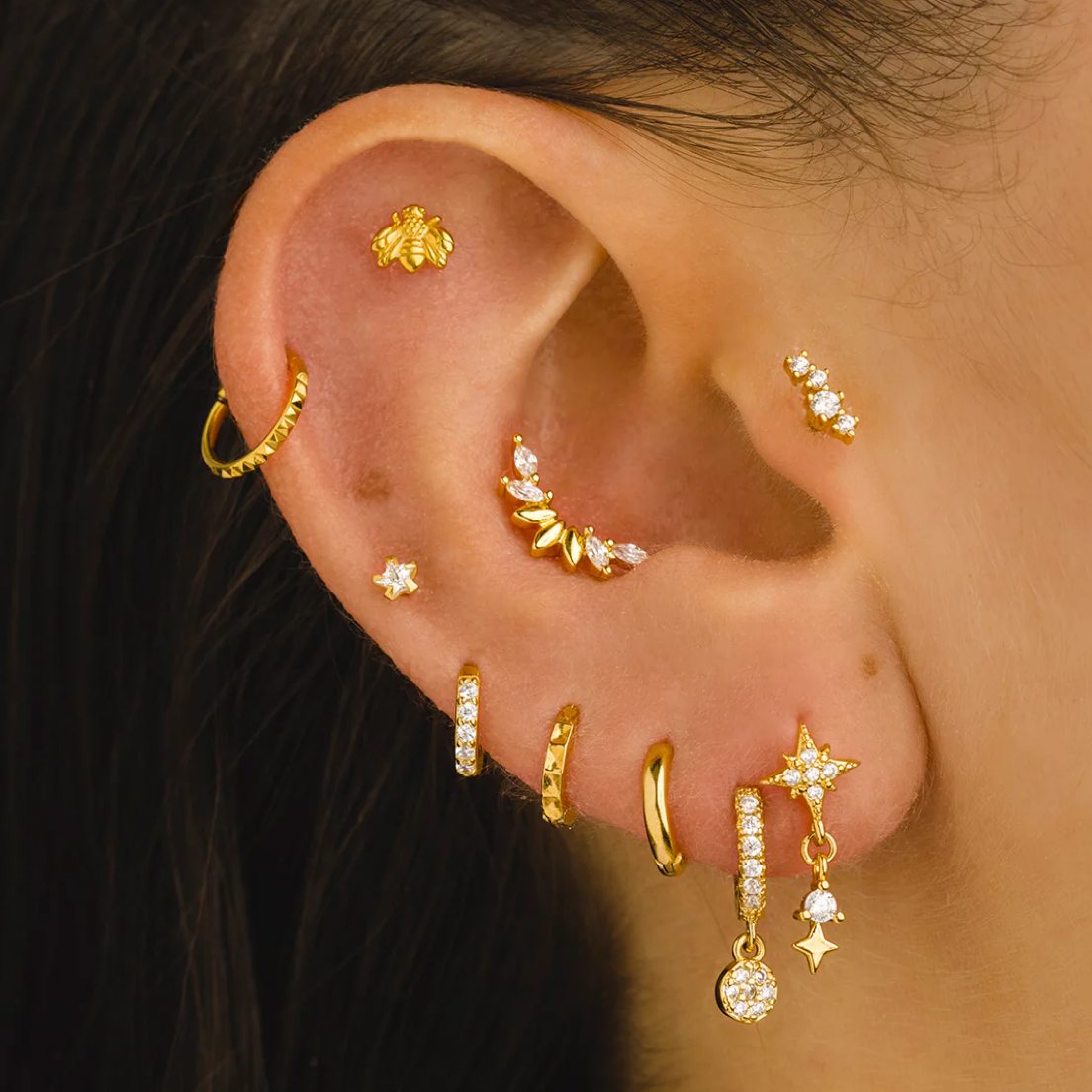 Piercing cartilage: "HELIX,TRAGUS,CONCH,SNUG OU FLAT"