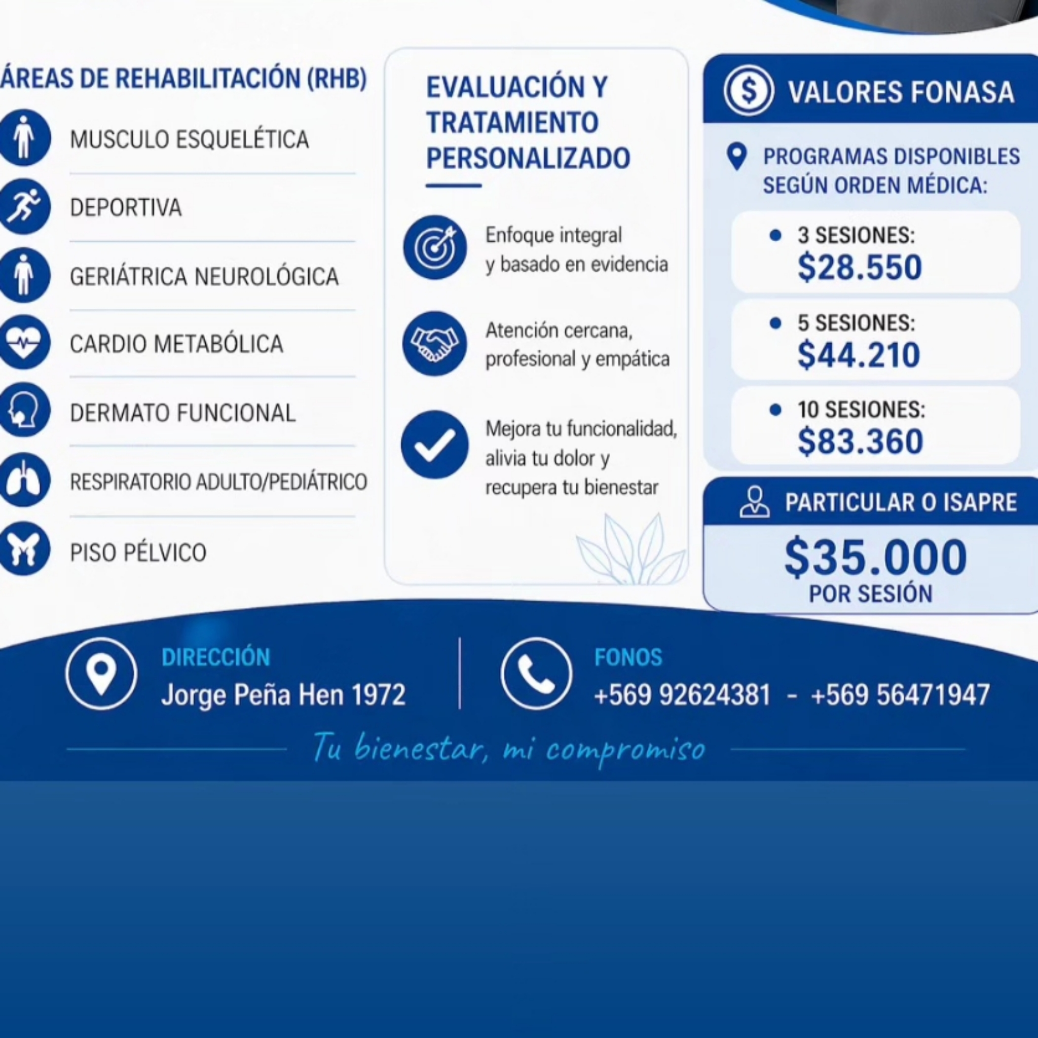 Kinesiologia 3 sesiones / Debe tener orden Medica