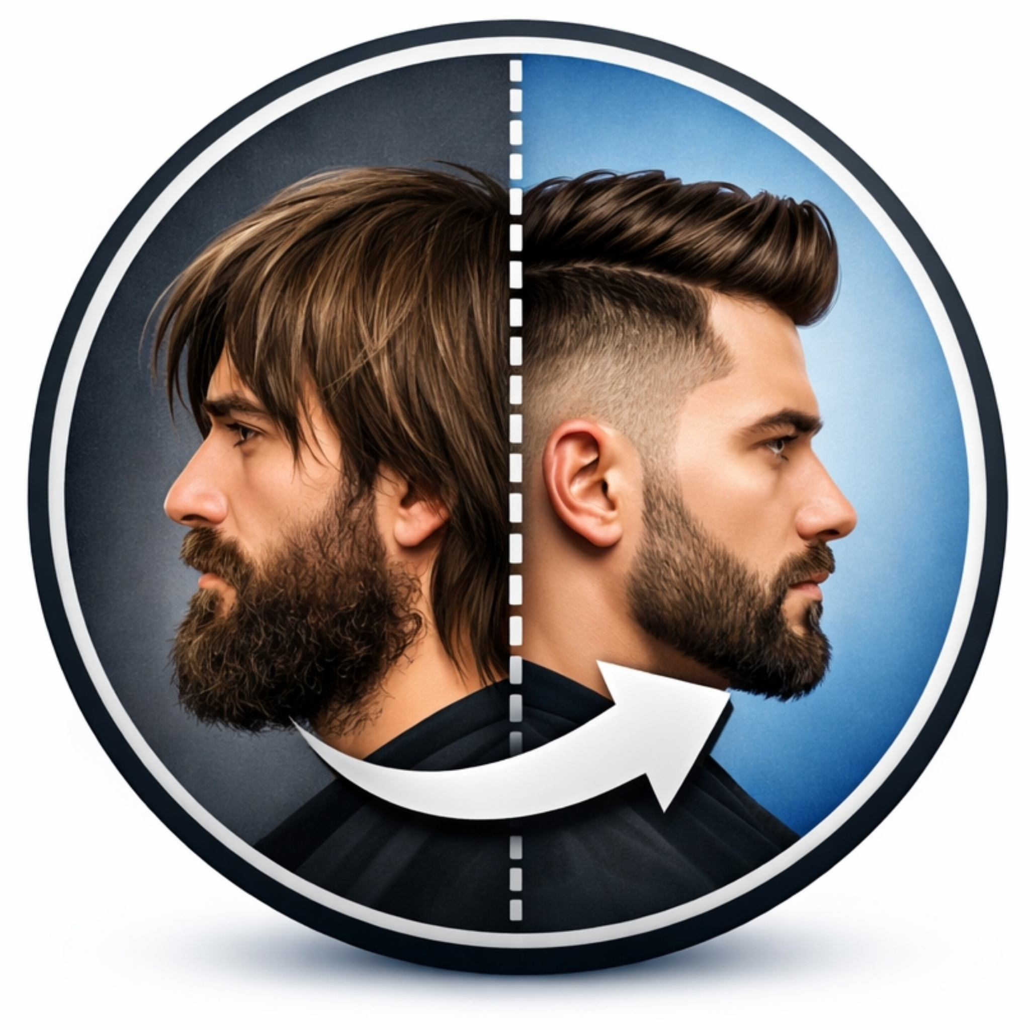 Transformation - Cheveux longs et barbe