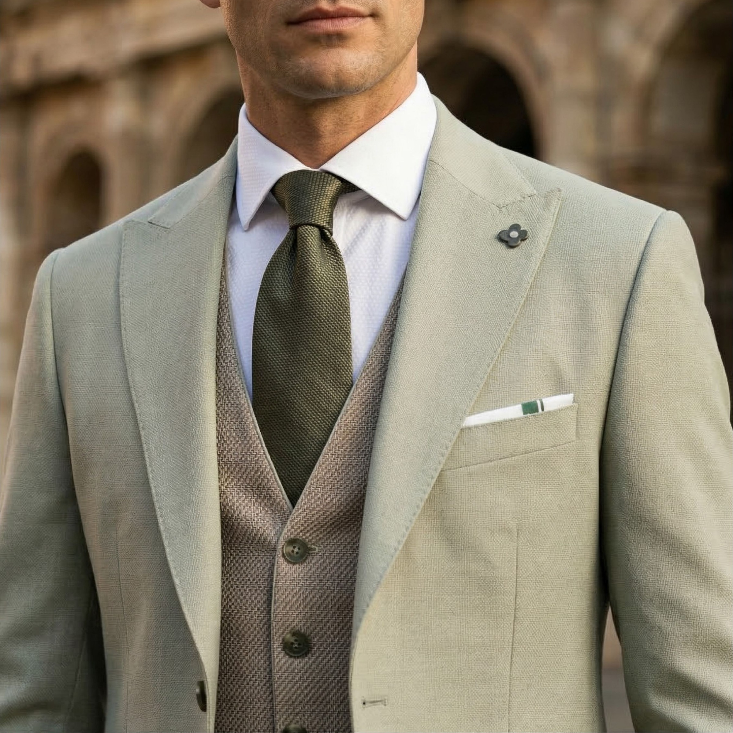 Ženich zelený oblek