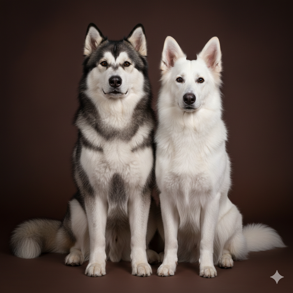 Pastor Suizo y Alaska Malamute