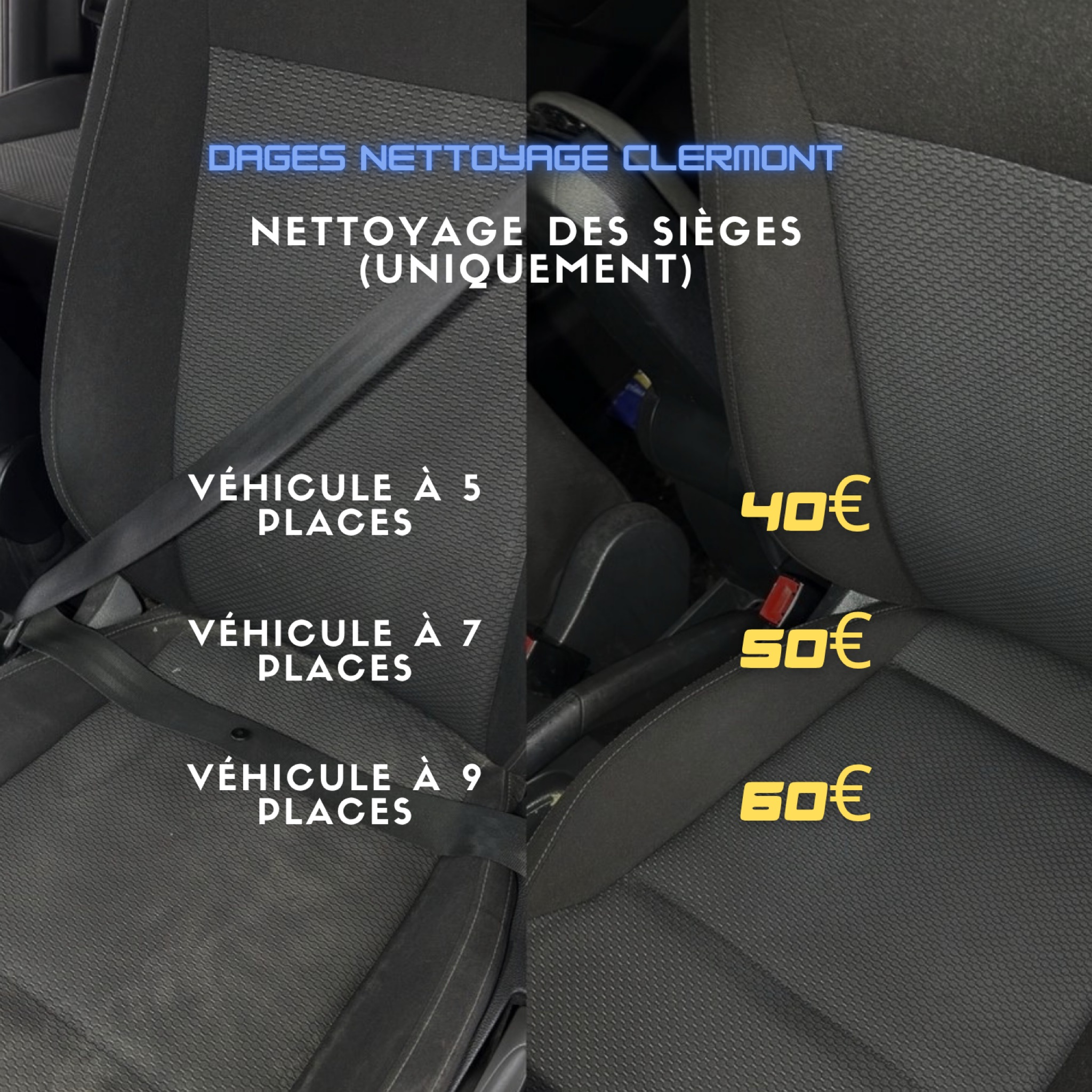 Shampouinage des sièges voiture (uniquement)