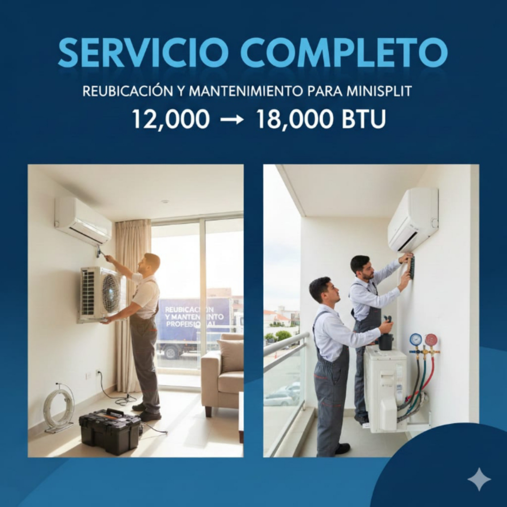 Reubicación y Mantenimiento Minisplit 12,000 y 18,000 BTU