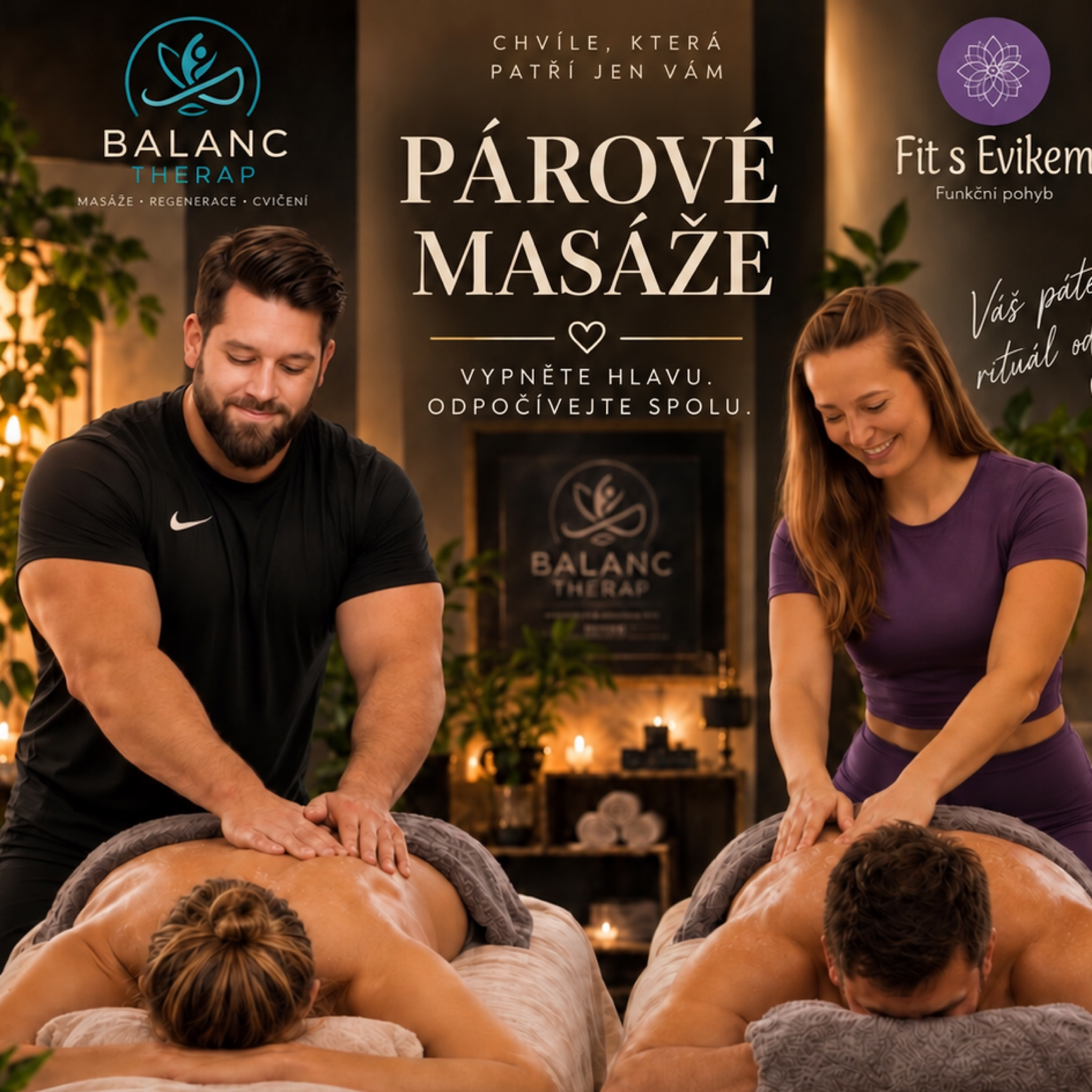 Párová masáž – 60 minut (pro 2 osoby)