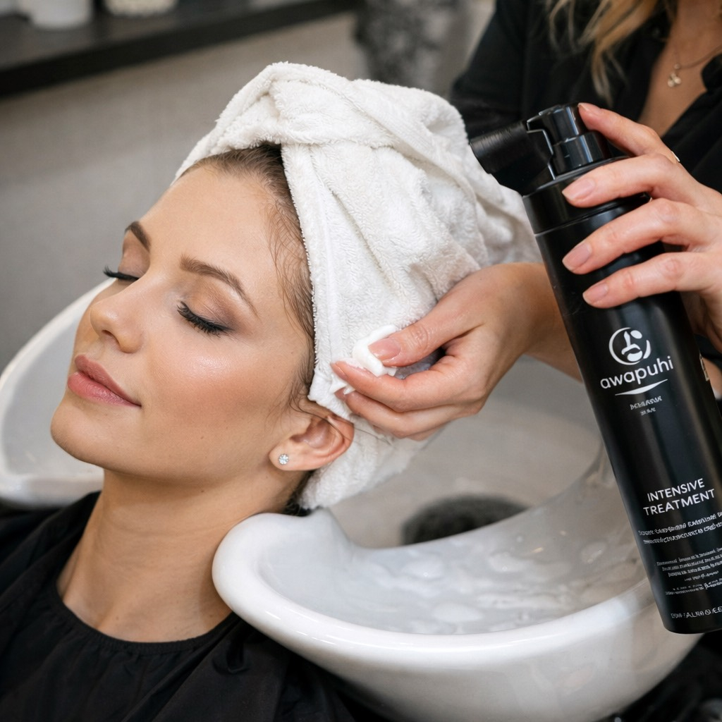 Melír + střih, foukaná + kúra Olaplex nebo Awapuhi