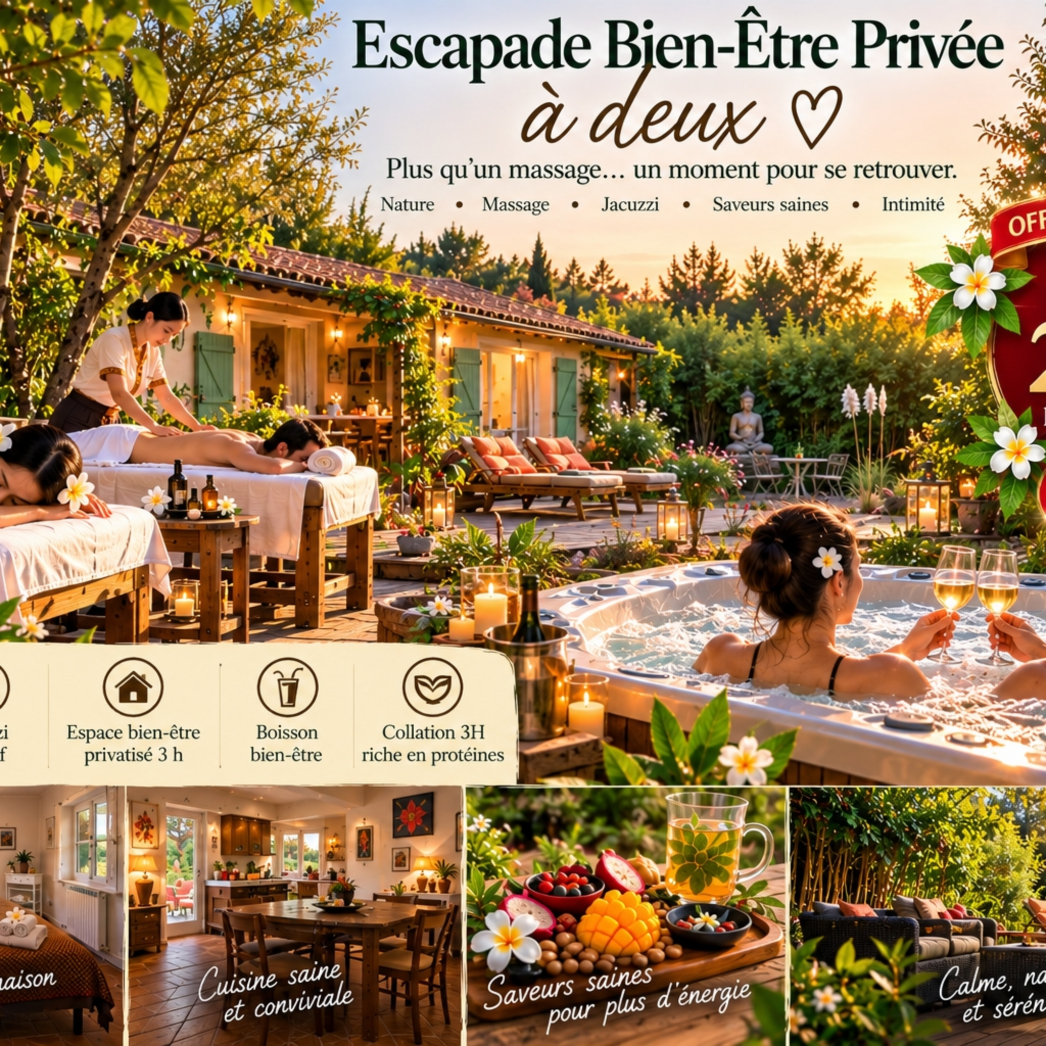 En Duo 3H Spa Privatif Massage +Jacuzzi + Maison Bien-Être