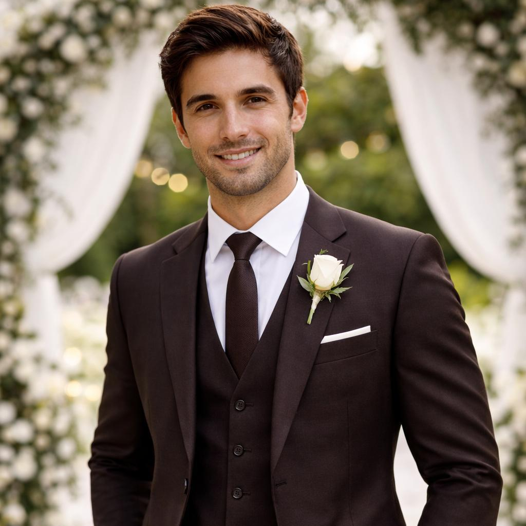 Ženich hnědý oblek