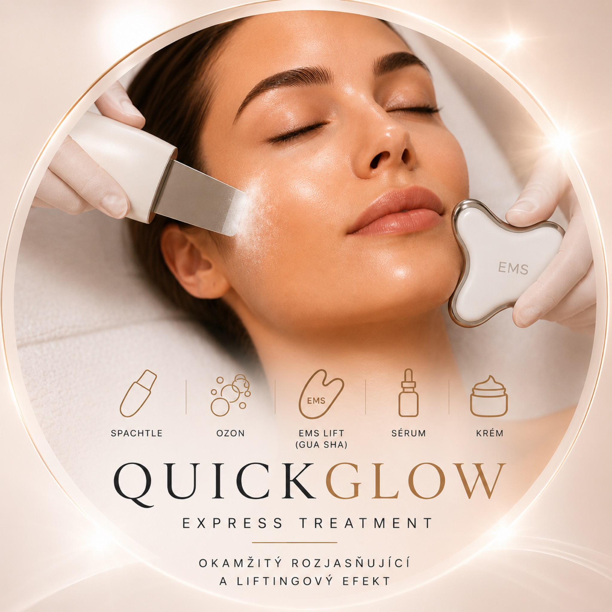 Quick Glow (45min)– rychlé rozjasňující ošetření s liftingovým e