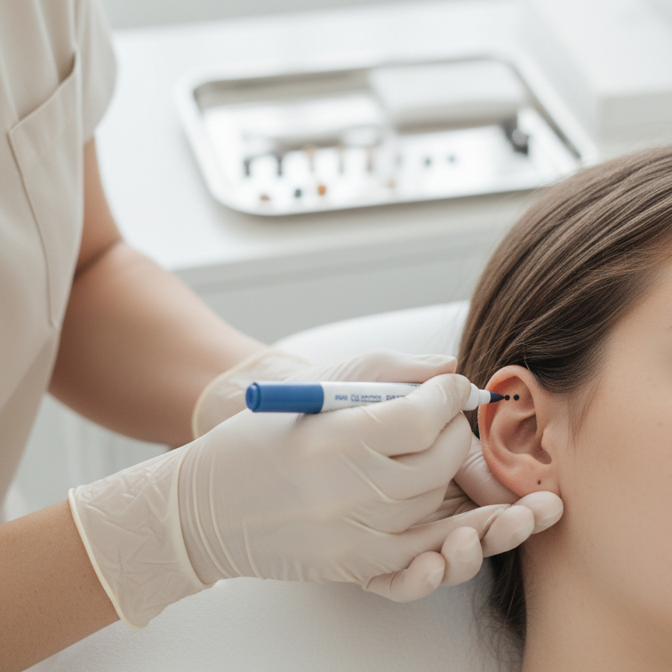 Nastřelování naušnic a piercingu