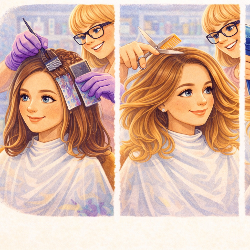 Dámský servis -střední/dlouhé vlasy (barva, střih, foukaná)