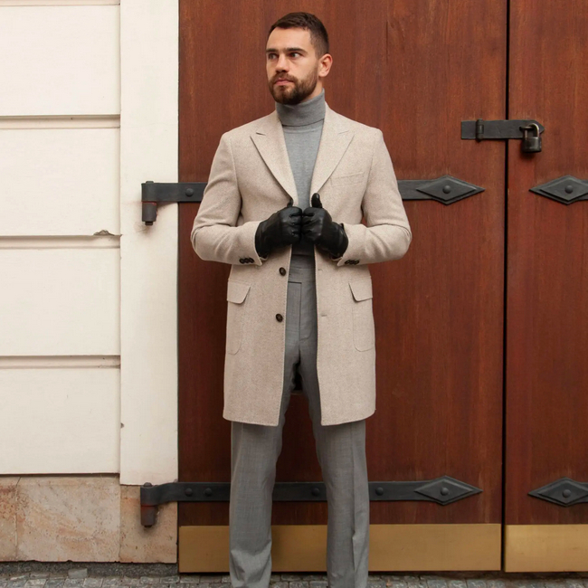 Šedý kabát rybí kost limitovaná kolekce