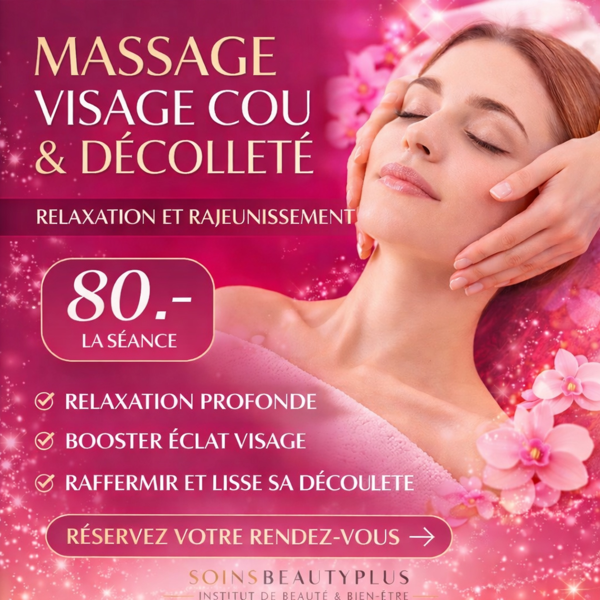 Massage Visage, cou et décolleté.