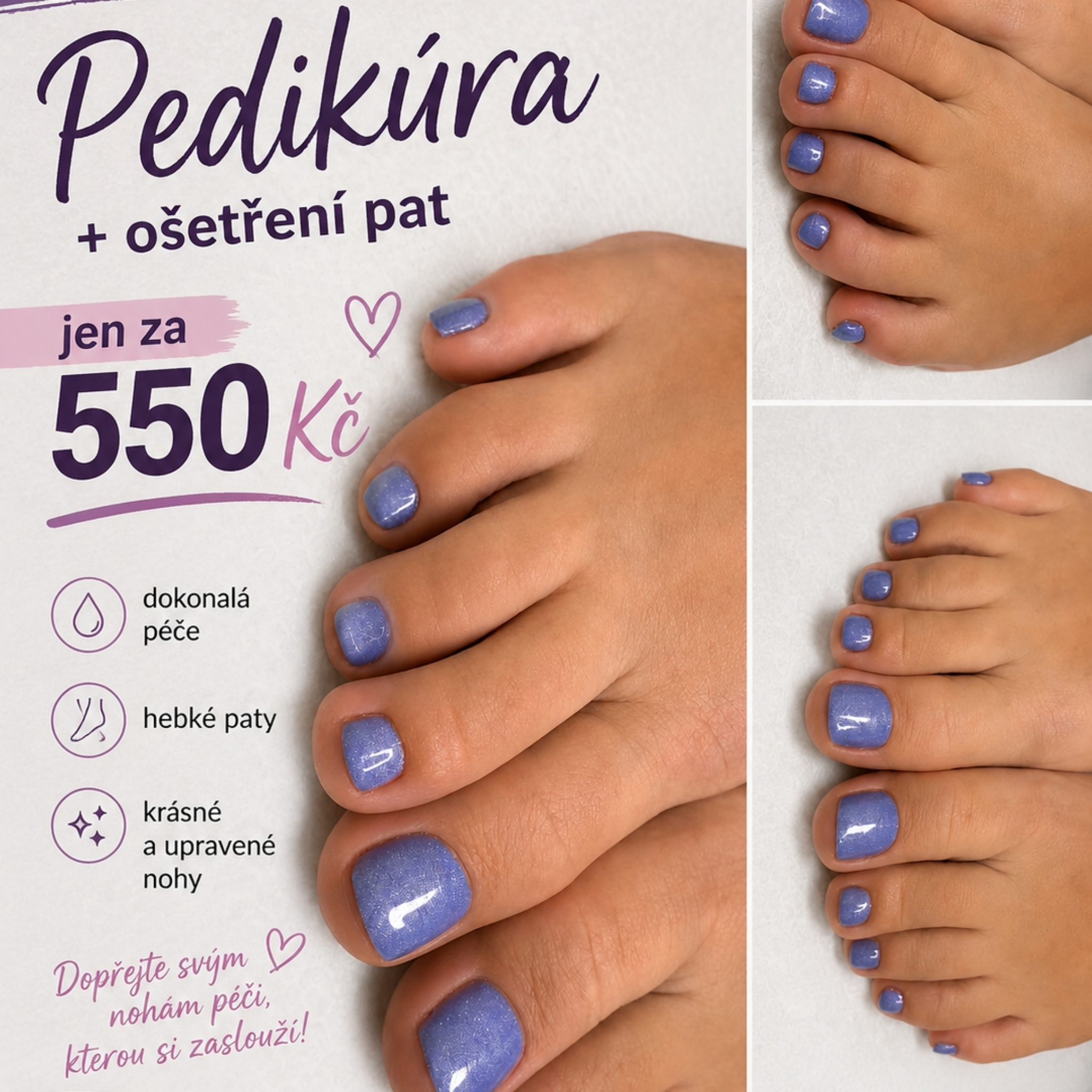 ! 550 kč ! AKCE DO 24.12. 2026!
Pedikúra pouze za 550 K