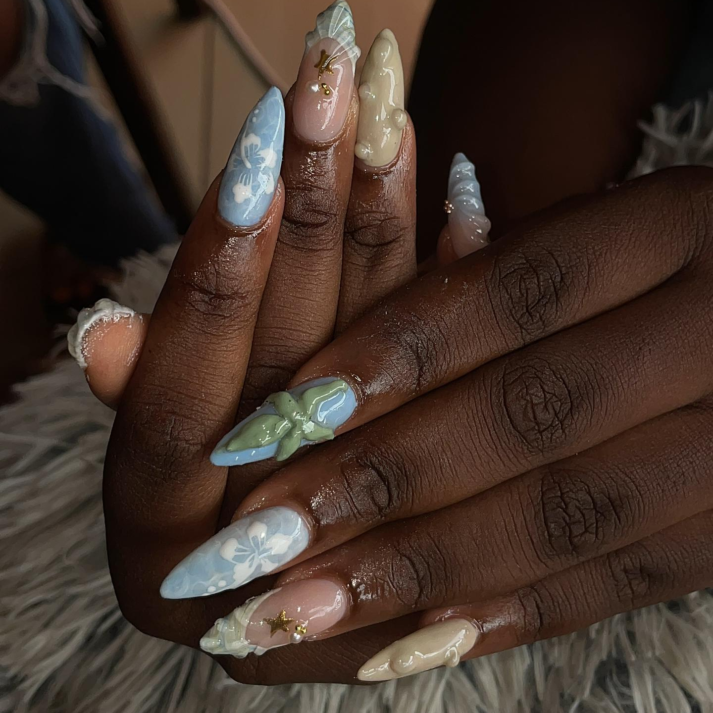 Manucure Nail Art Chargé (Longue)