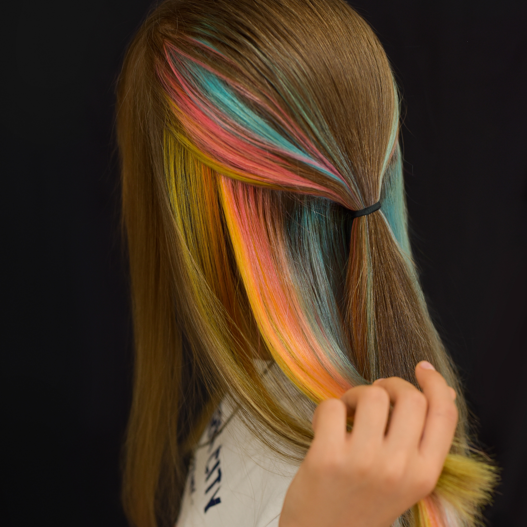 Rainbow Hair- duhové barevné vlasy. Proužky