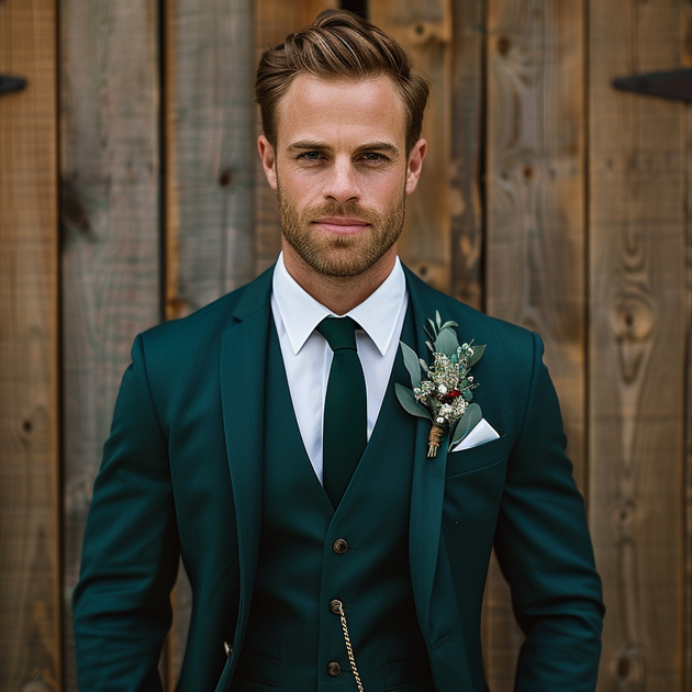 Ženich zelený oblek