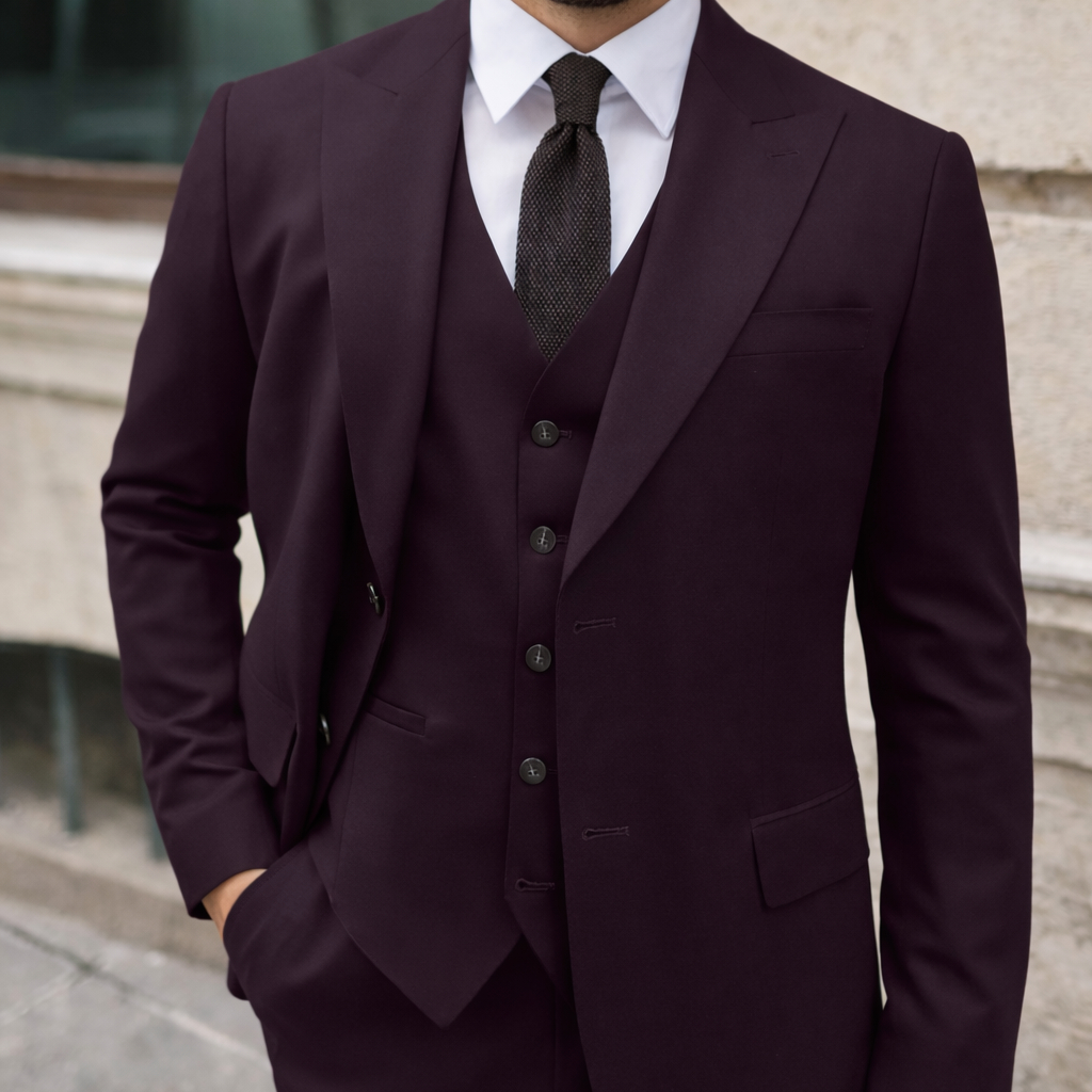 Ženich vínový oblek