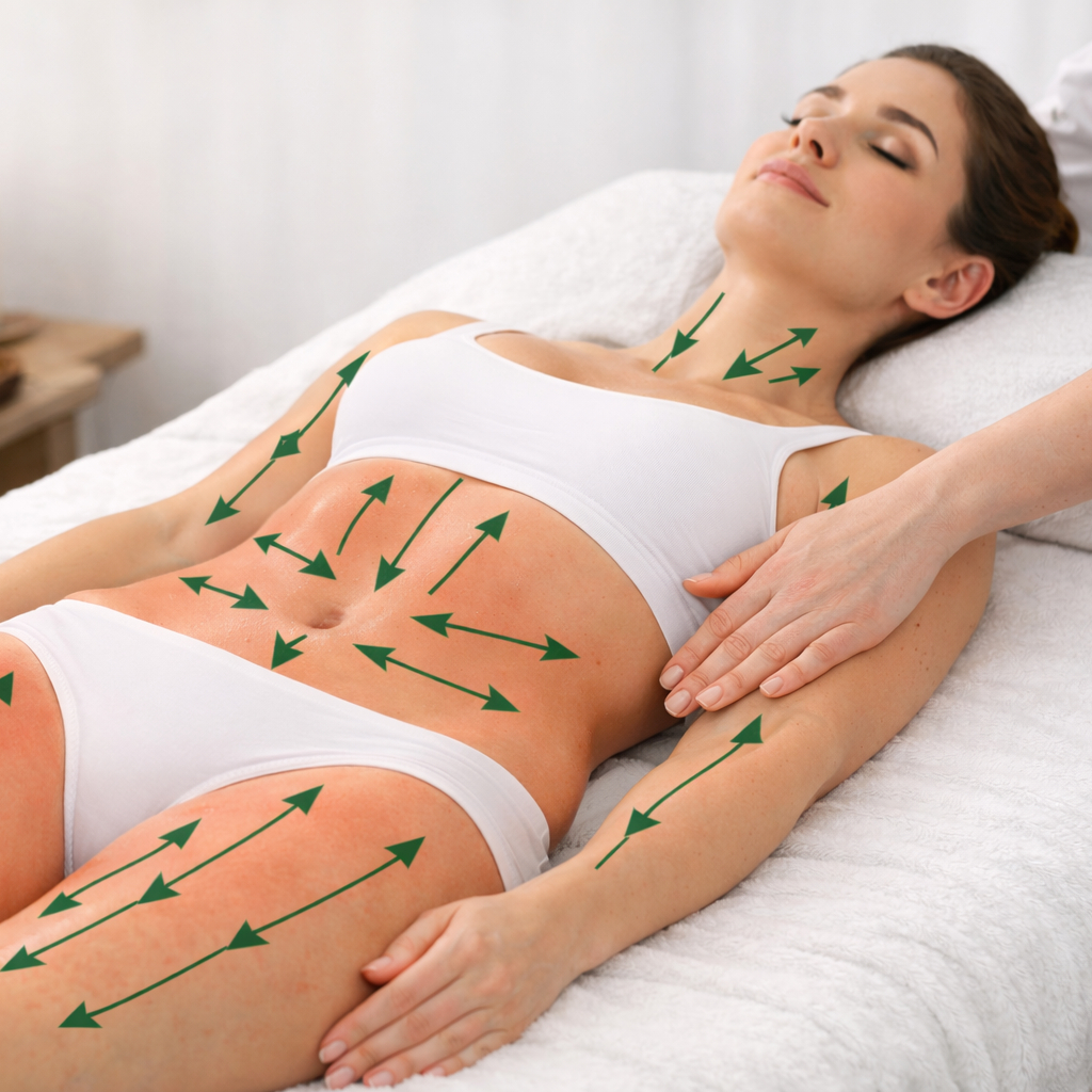 Lymfomodeling břicho, boky, záda, ruce 100 min