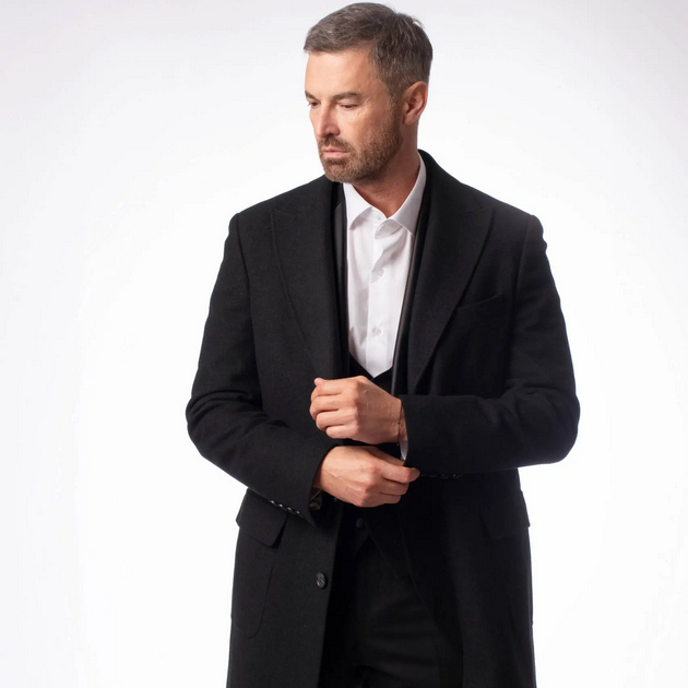 Černý kabát vlna/kašmír - limitovaná edice