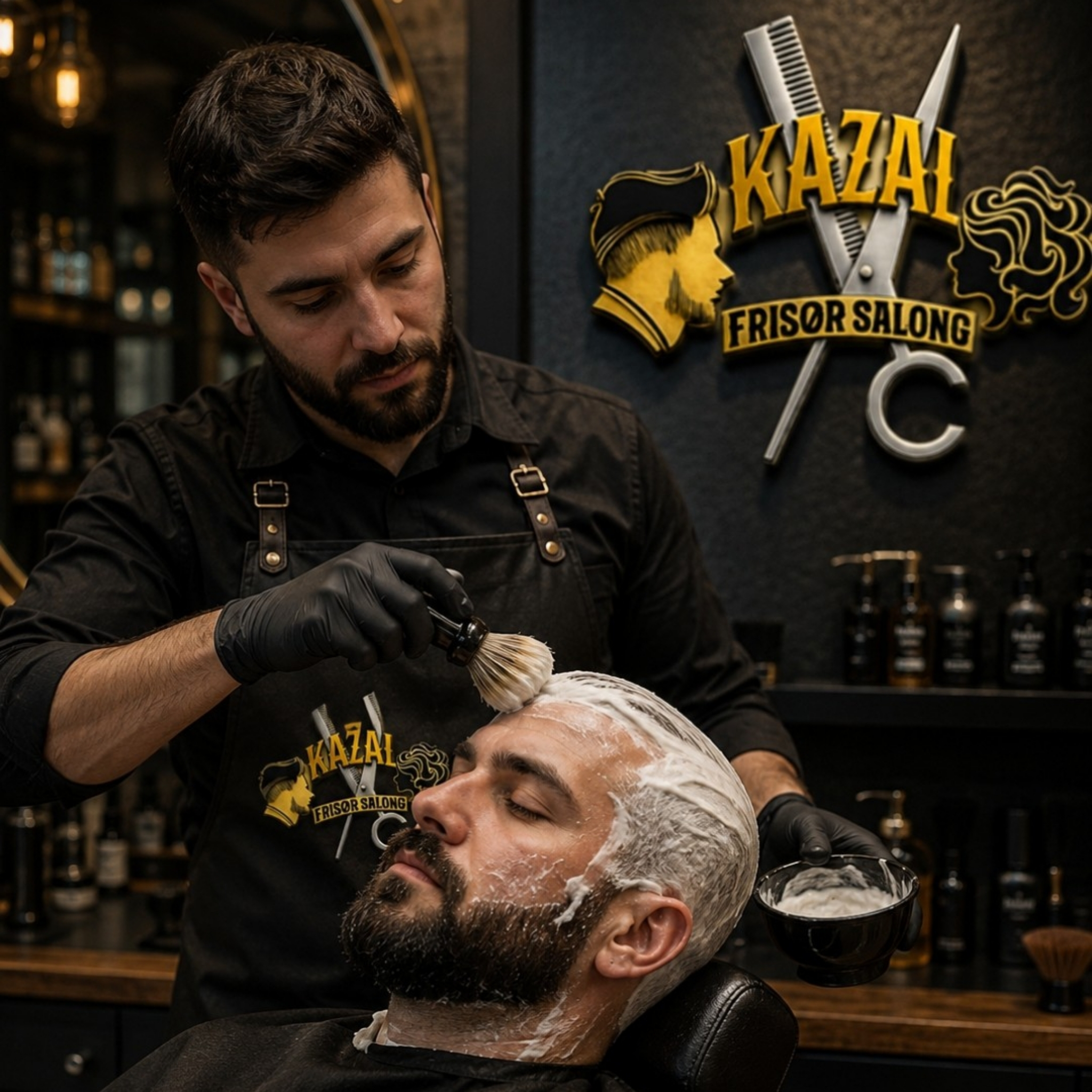 Barbering av håret med kniv