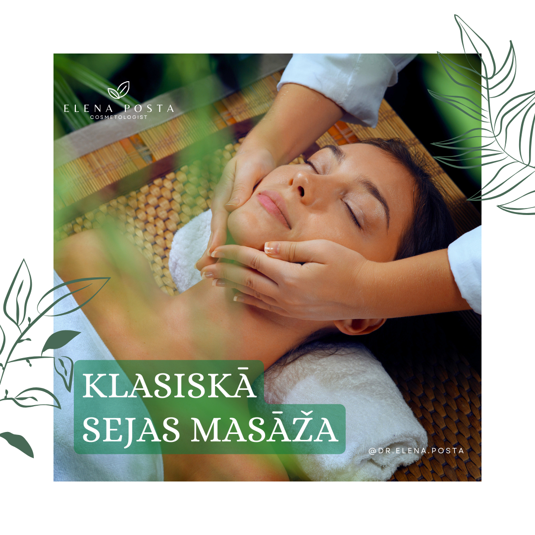 Klasiskā sejas masāža + relaksējoša galvas masāža
