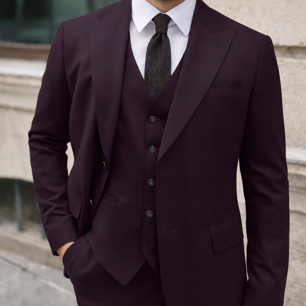 Ženich vínový oblek