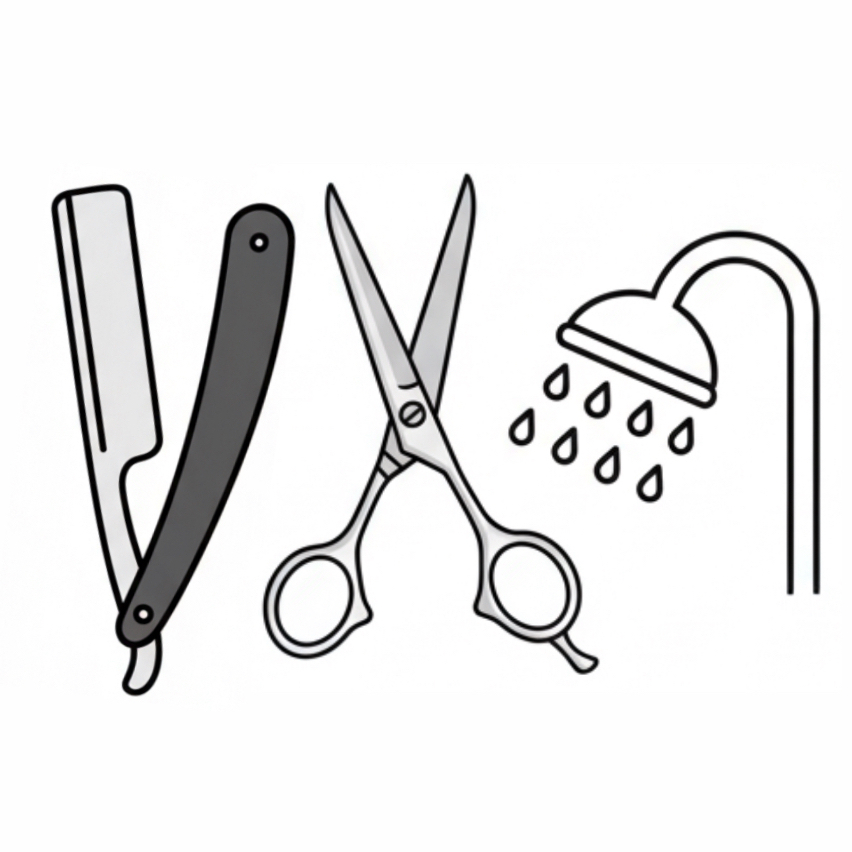 Střih s mytím vlasů + úprava vousů