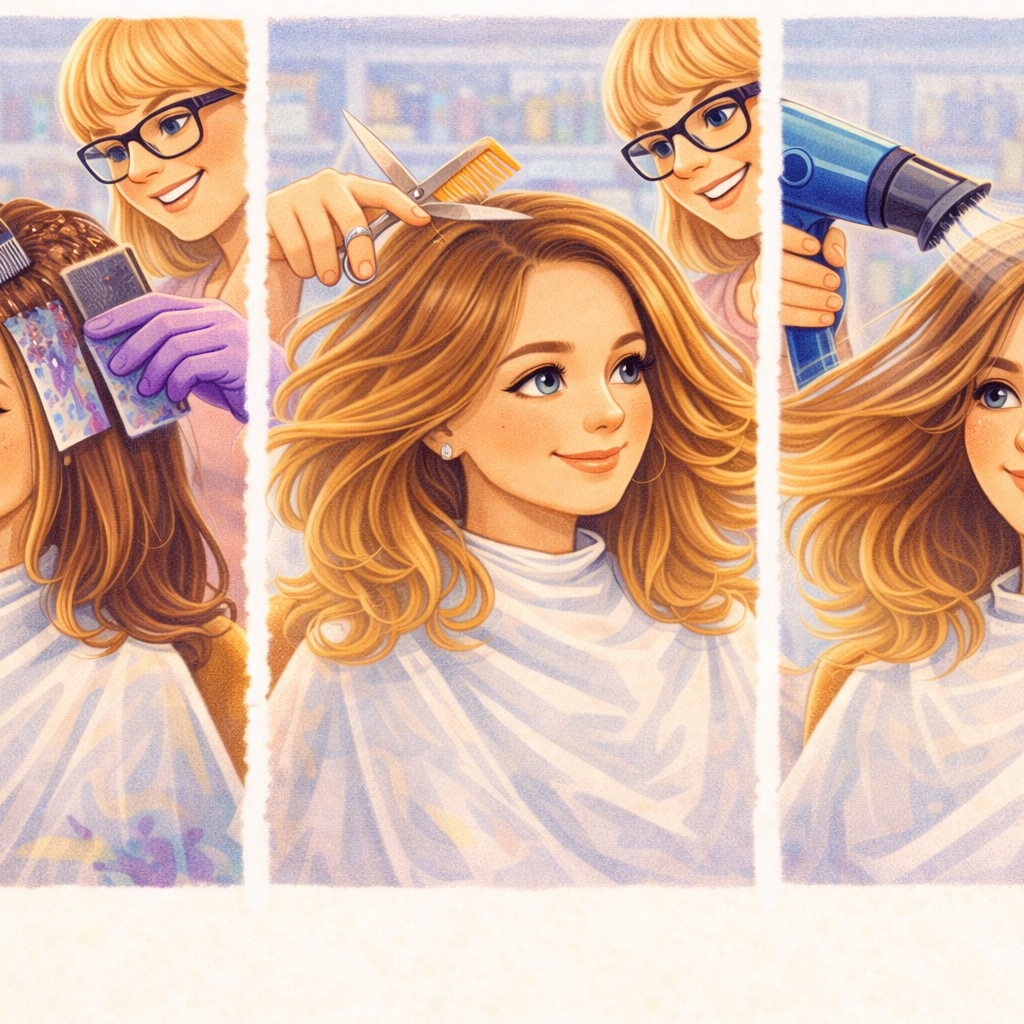 Dámský servis-krátké vlasy (barva, střih, foukaná)