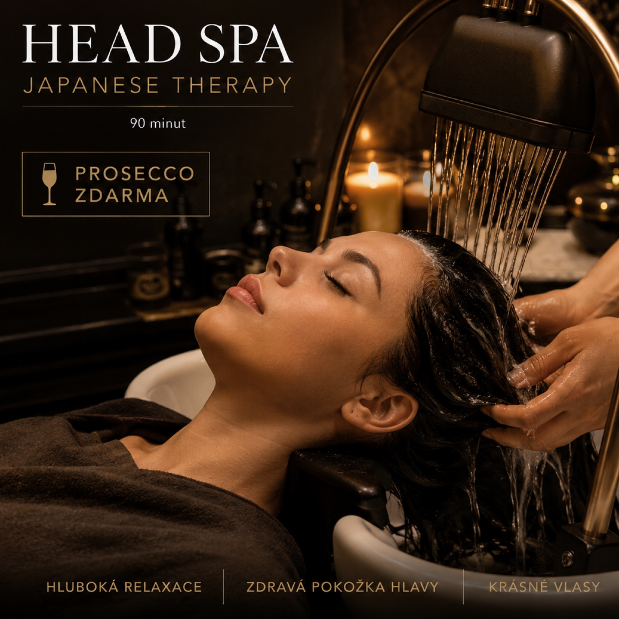 Head spa pro dvě osoby 90 min sklenička prosecca zdarma