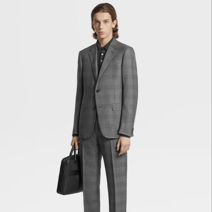 Ručně šitý oblek Ermenegildo Zegna Light Grey Prince of Wales 15
