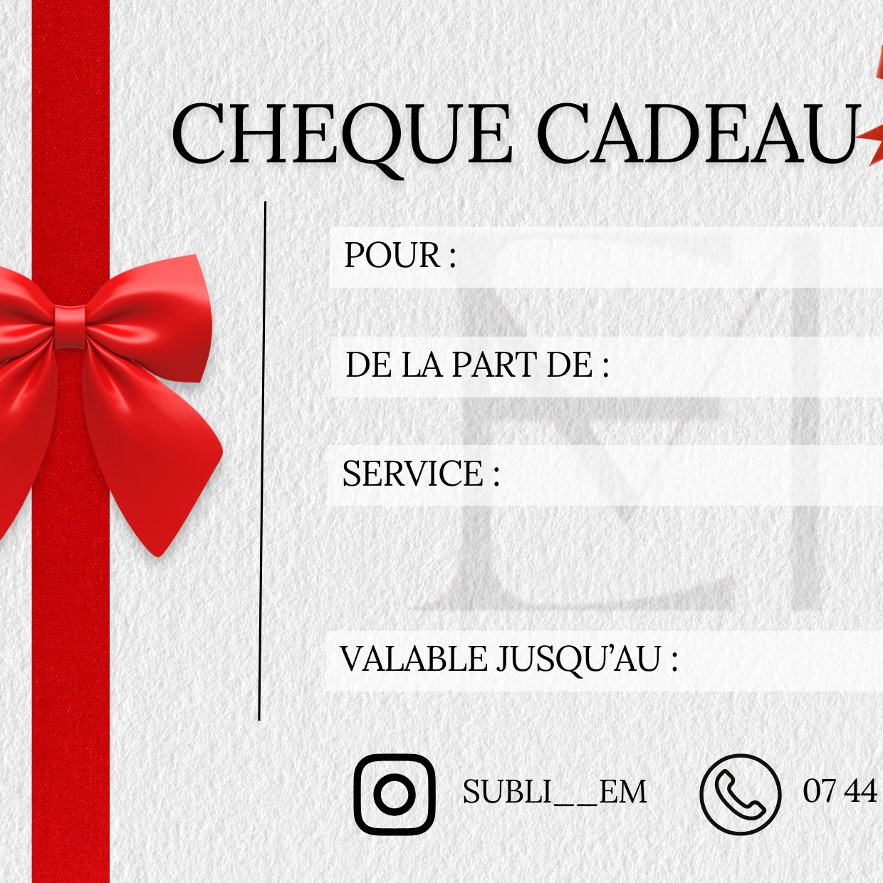 CHÈQUE CADEAU