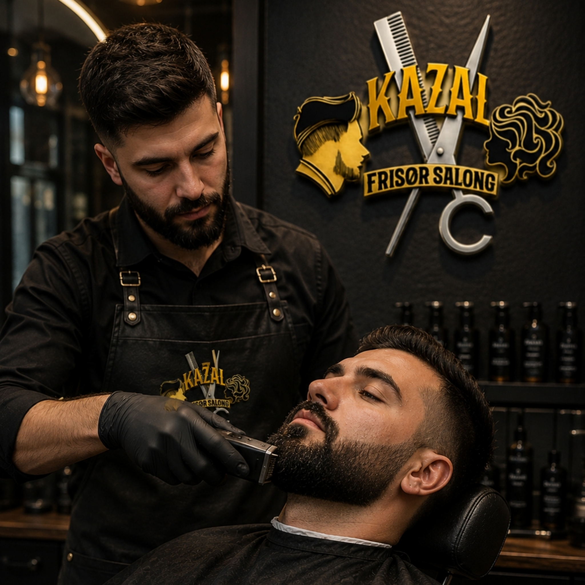 Barbering av hele skjegget med maskin
